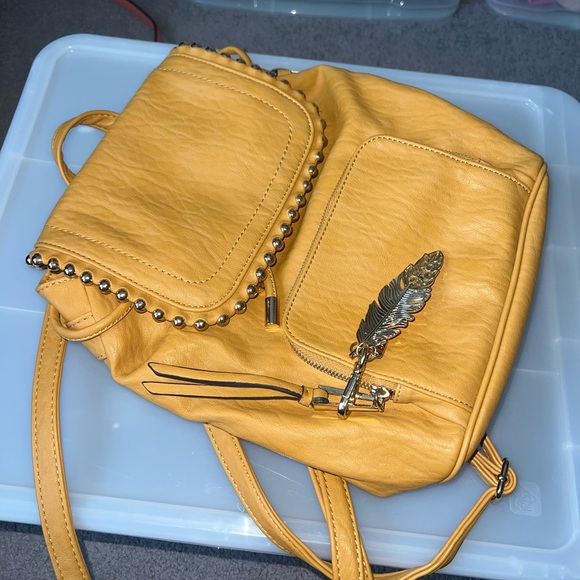 Jessica Simpson Small Mustard Yellow Leather Backpack - Picture 1 of 3